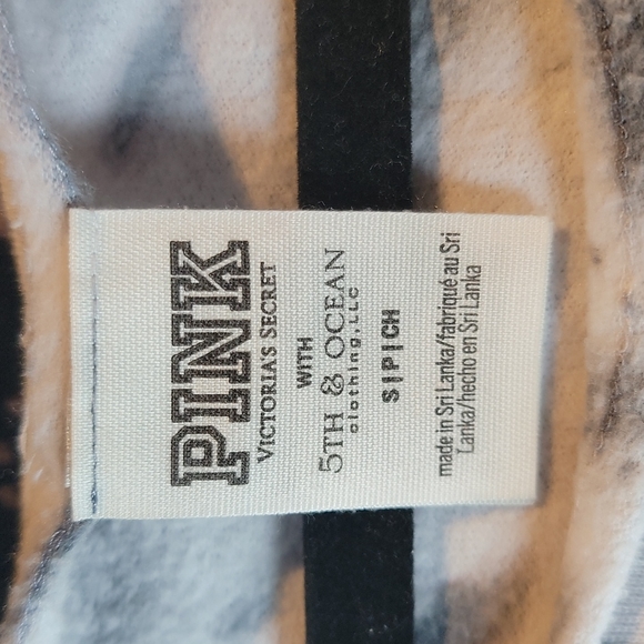 Victorias Secret Pink U.S Army Black and White Tye-Dyed Crop Top Sweater - Picture 3 of 4